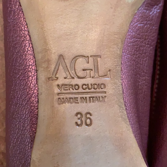 AGL Flats Size 36 Mauve w/ snakeskin print toe cap - Picture 8 of 10